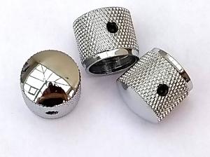 3 HEAVY METAL KNURLED KNOB CHROME FOR ELECTRIC BASS OR TELECASTER GUITAR